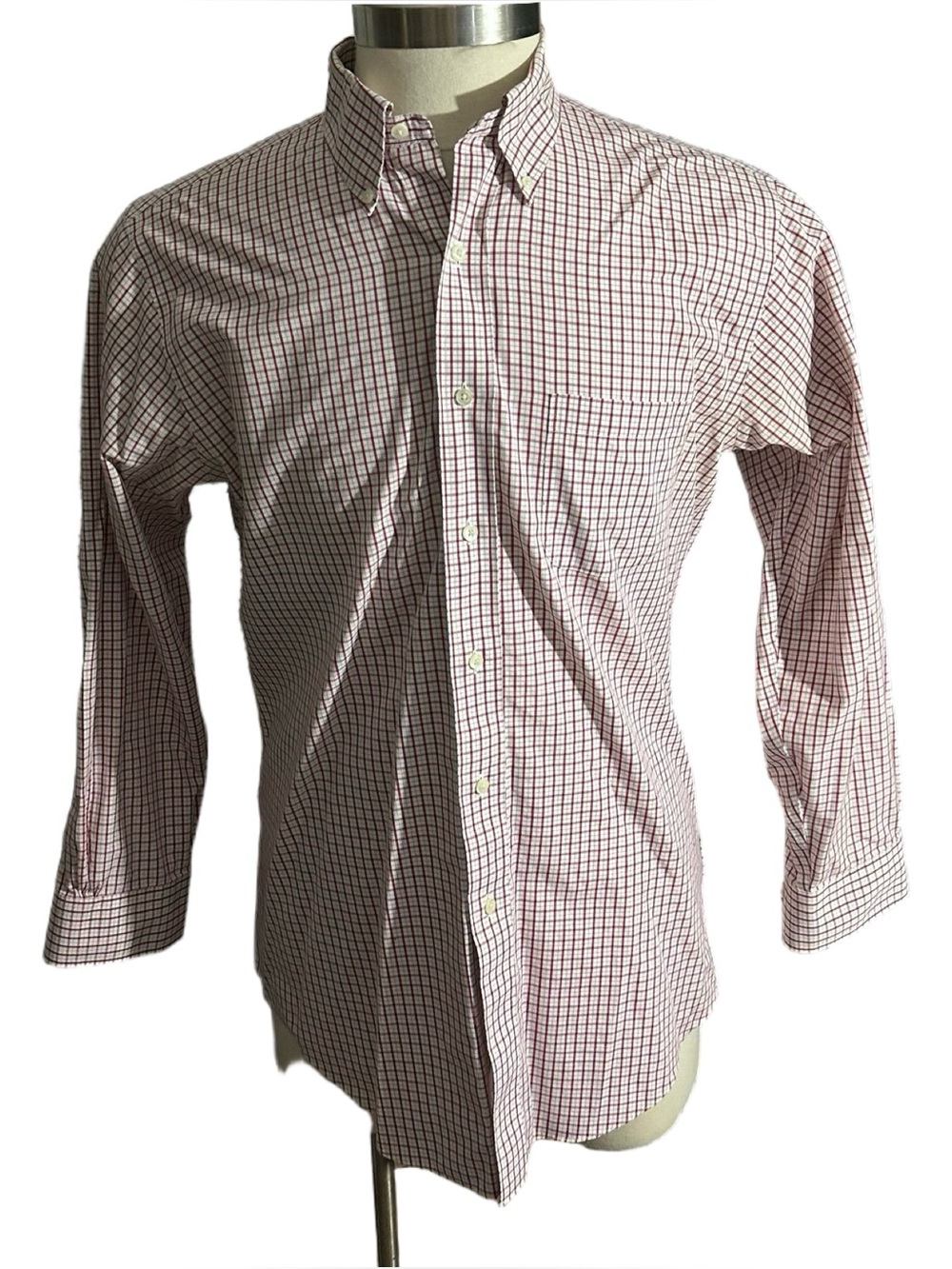 Brooks Brothers 1818 Regent Dress Shirt 16 2/3 Red Micro Check Non Iron Cotton